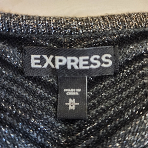 Express black and silver chevron long sleeve dress Size M - Picture 8 of 10